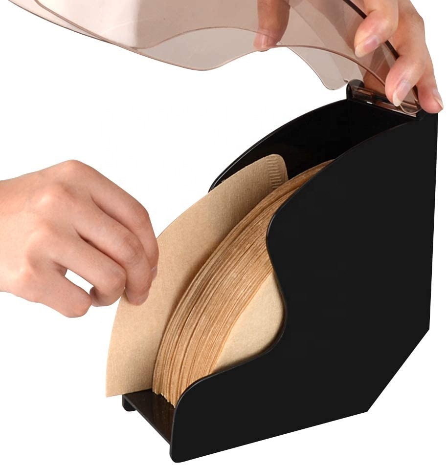 Cookmate Espresso Coffee Filter Holder Hand Punch Coffee Box Solid Paper Storage Stand Fan-shaped Filters Dust Rack