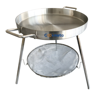 304 Stainless Steel Large Cooking Pot Mexican Round Flat Bottom Stir Pan For Stove Or Grill