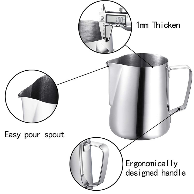 Food Grade Material Stainless Steel Chinese Factory Lowest Price Multi-size Barista Milk Jug Pitcher