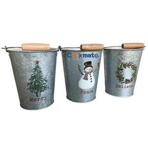 COOKMATE Embossed Logo Large Metal Tin Ice Bucket/Galvanized Iron Beer Round Beer Tub