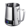 New 600ml Coffee Latte Cappuccino Milk Frothing Pitcher Stainless Steel Milk Texturing Jug with Integrated Thermometer Suitable