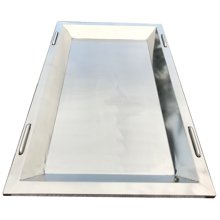 Wholesale Safe Material Stainless Steel BBQ Silver Plated Fruit Sushi Platter Food Serving Tray Frying Pan