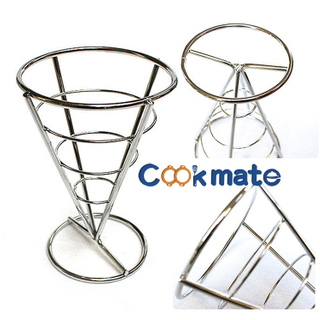 Cookmate silver no sauce holder stainless steel frenchfries single cone finger food holder