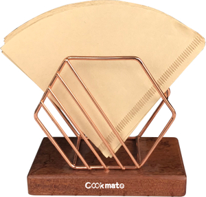 Cookmate Display Frame Wood Shelf With Metal Basket Coffee Filter Storage Holder