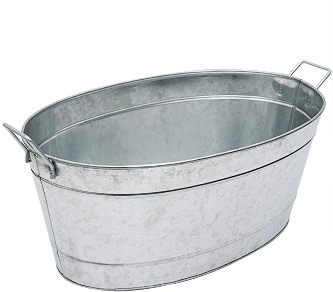 Large Galvanized Steel Metal Oval Tub Flower Pot Wine Bucket