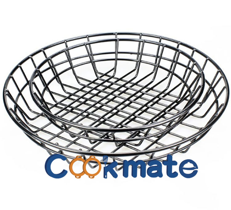 Cookmate 8inch Round Metal Serving Basket Fast Food & Bread Holder French Fries Baskets