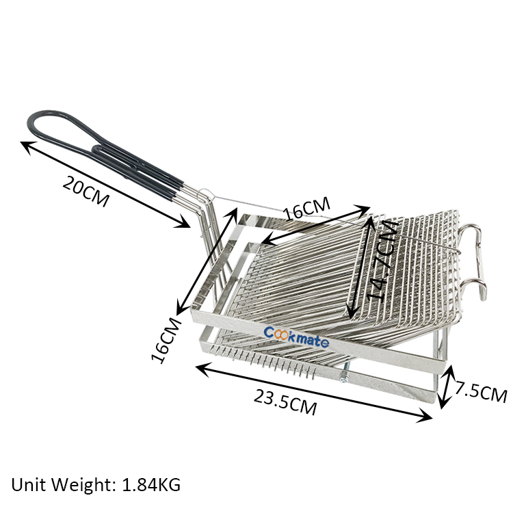 Durable Mexican Iron Chrome Plated Tostada Fry Basket with Rubber Handle