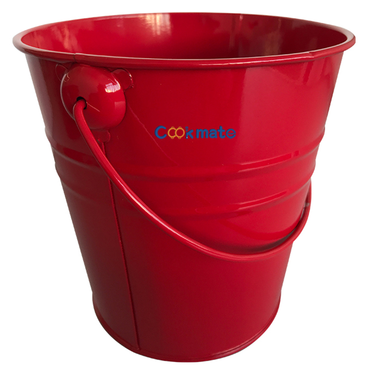 Hot Selling House Party Red Ice Bucket Set Steel Tub Flower Pot with Handles for A Bottle of Beer Champagne Wine