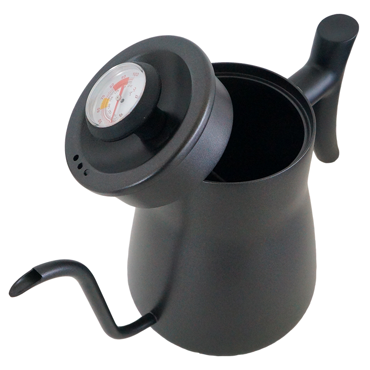 COOKMATE 750ml SS304 Black Pour over Gooseneck Coffee Drip Kettle with Thermometer