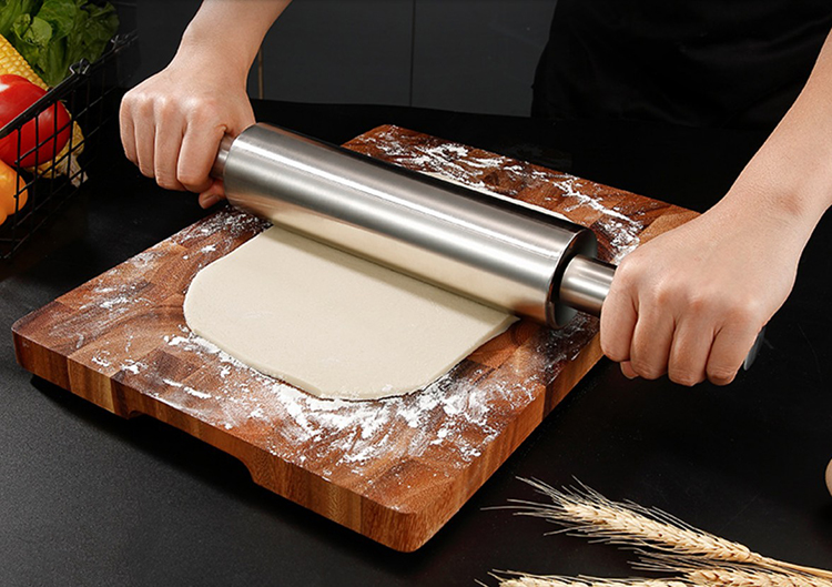 Cooking tool wholesale stainless steel dough rolling pin tools for baking 47cm long