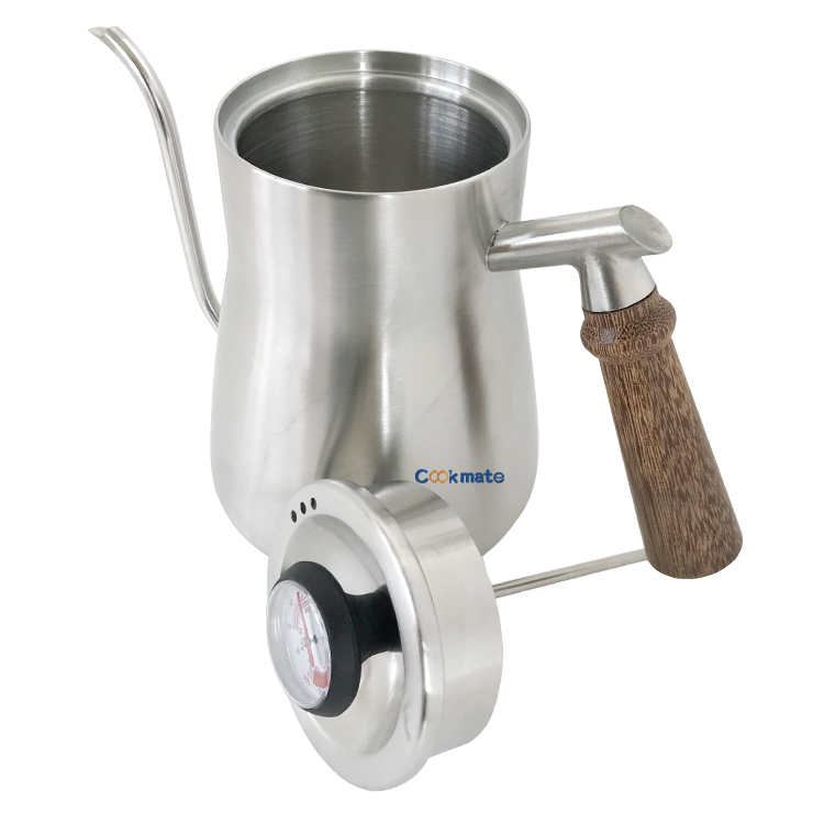 Home Brewing Camping And Traveling Stainless Steel Gooseneck Spout Pour Over Coffee Tea Kettle Drip with Built in Thermometer