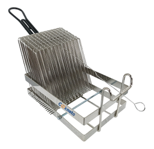 Durable Mexican Iron Chrome Plated Tostada Fry Basket with Rubber Handle