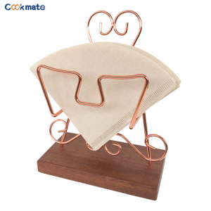 Cookmate Durable And Reusable Basket Paper Coffee Filter Holder with Wooden Base