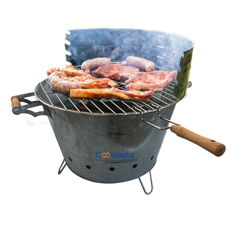 Easy To Clean Adjustable Heights Picnics Tailgaiting Camping Or Patio Barbecue Grill Bucket