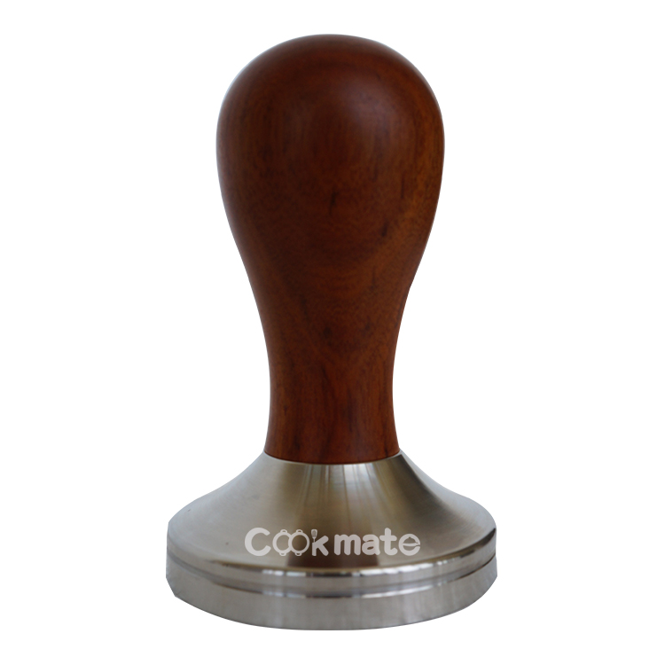 French Style Wood Handle 304 Stainless Steel Flat Base Coffee Maker Espresso Tamper
