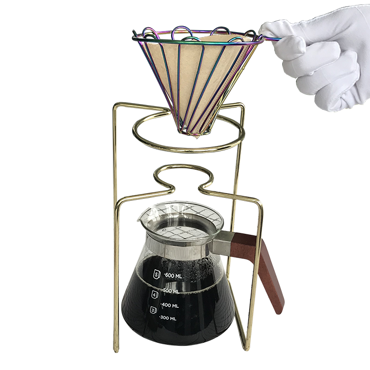 Hot Selling Coffee Infuser Stand V60 Filter Cup Holder Coffee Dripper Rack With Wood Base