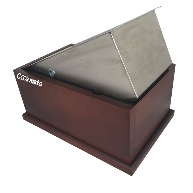 Durable Stainless Steel With Wooden Base Rectangle Coffee Grind Espresso Dump Bin Wood Base Knock Box