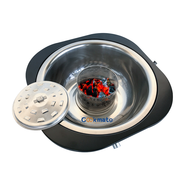 Super Lightweight Charcoal Upper Grill Pan Stove with Battery Support for Smoke Control