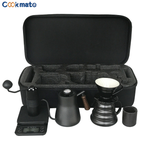 Ceramic Hand-made V60 Coffee Maker Gift Set Accessories with Timer Pour Over Kettle Server Paper Filter 