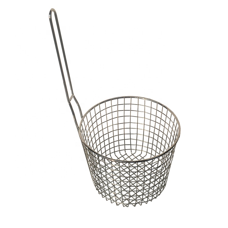 Zero Defects Restaurant Family Commercial Different Size Round Wire Mesh Fry Basket Serving Basket with Handle