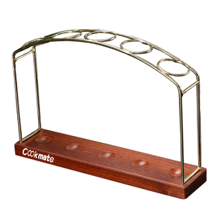 5 Holes Wood And Stainless Steel Test Tube Rack Holder Stand Lab Rack Pen Holder