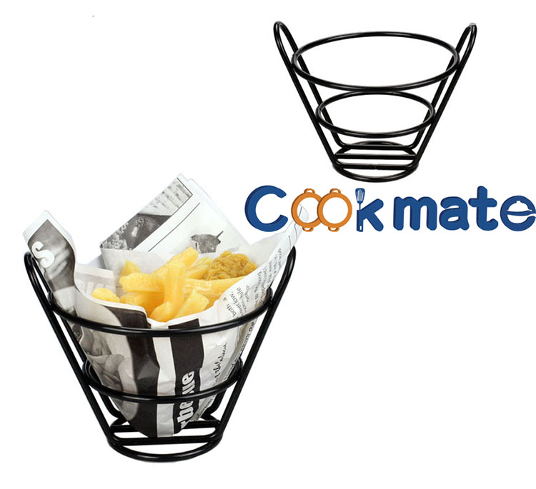 Cookmate durable Stainless steel mini snack warmer fast food metal potato french fries serving basket for sale
