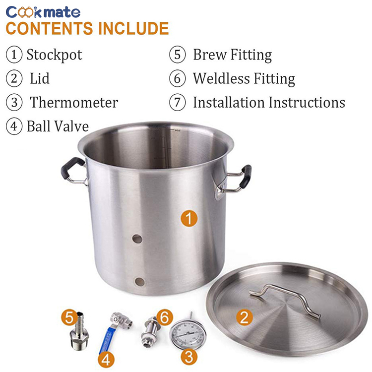 Brew Pot 10 Gallon Stainless Steel Pot Kettle Brew Kettle 10 Gallon