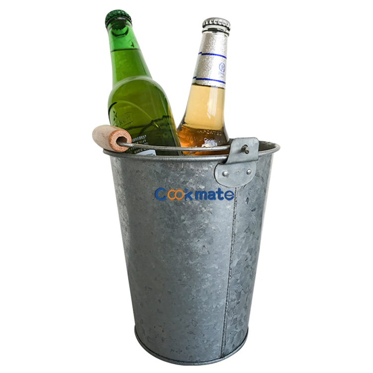 Bar Promotional Round Tin Galvanized Iron Meta Beer Ice Bucket Drinking Party Tub