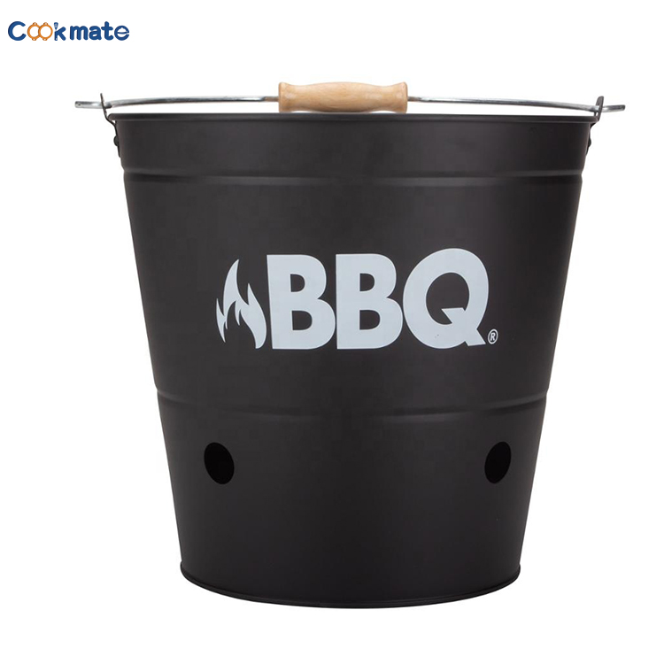 Light Weight Portable Metal Barbecue Bucket Stand Rank Grill With Charcoal Tray
