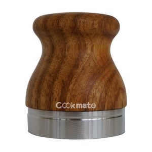 Coffeeshop Accessory Wood Handle 304 Stainless Steel Flat Base Calibrated Coffee Tamper