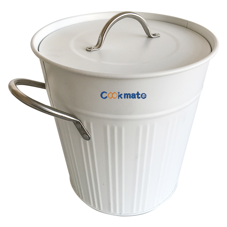 Portable 4L Silver Metal Galvanized Double Walled Ice Bucket With Lid And Scoop