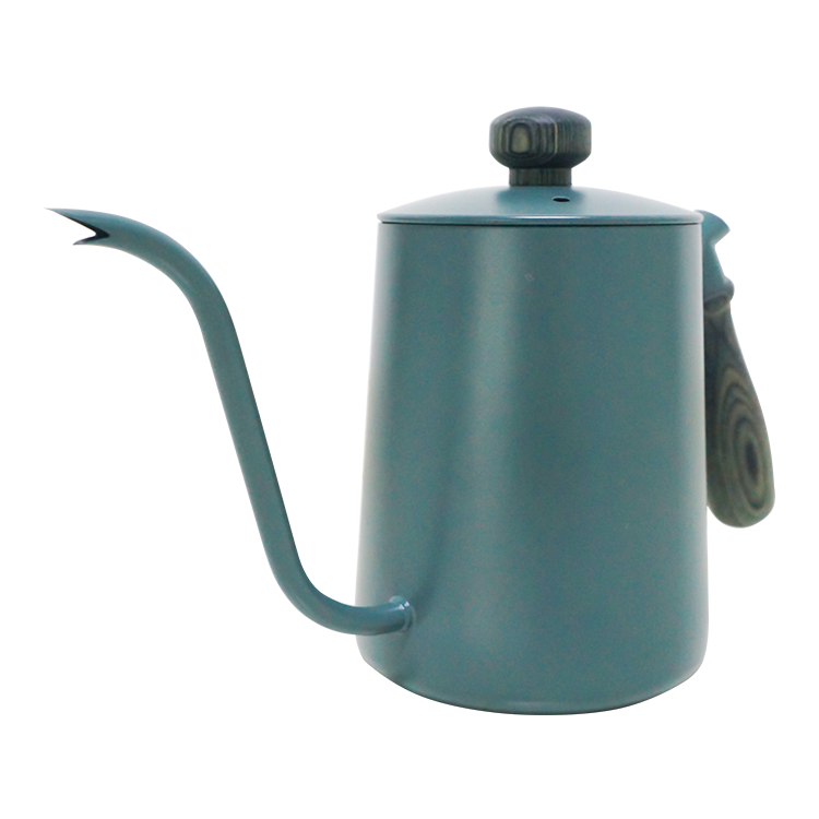 with Solid Wood Handle 304 Stainless Steel Drip Bottom Water Gooseneck Pour Over Coffee Kettle