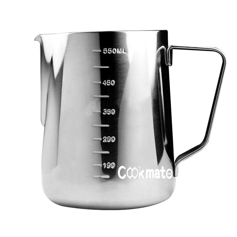 Stainless Steel Measurements on Both Sides Jug Perfect for Espresso Machines Milk Frothing