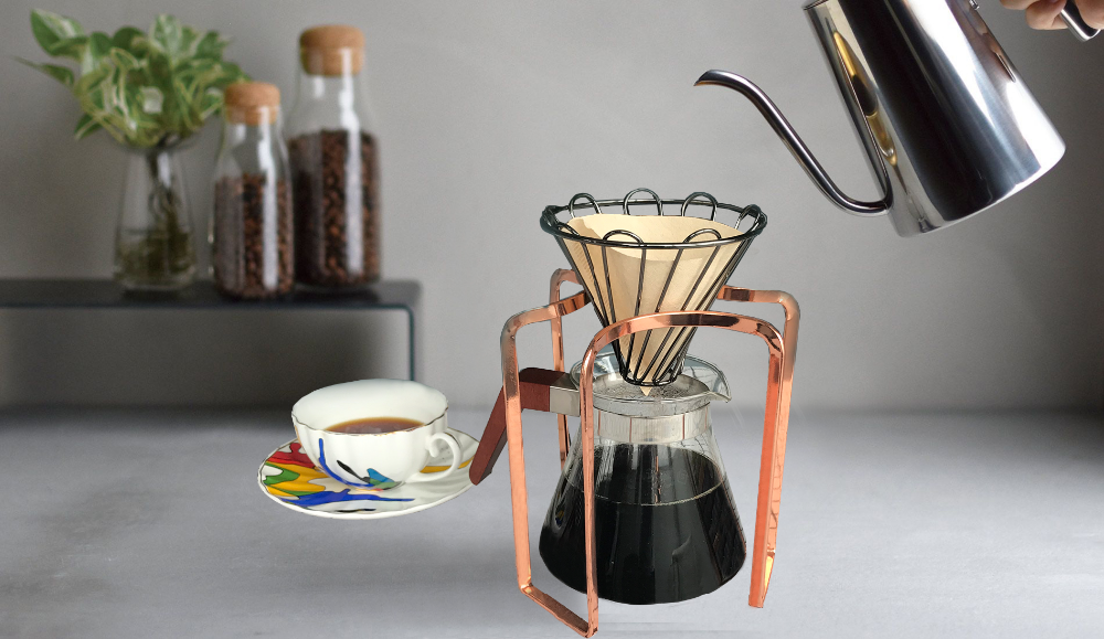 Reusable Barista Tool Manual Coffee Filter Cup Stand Drip Dripper Maker Holder Steel