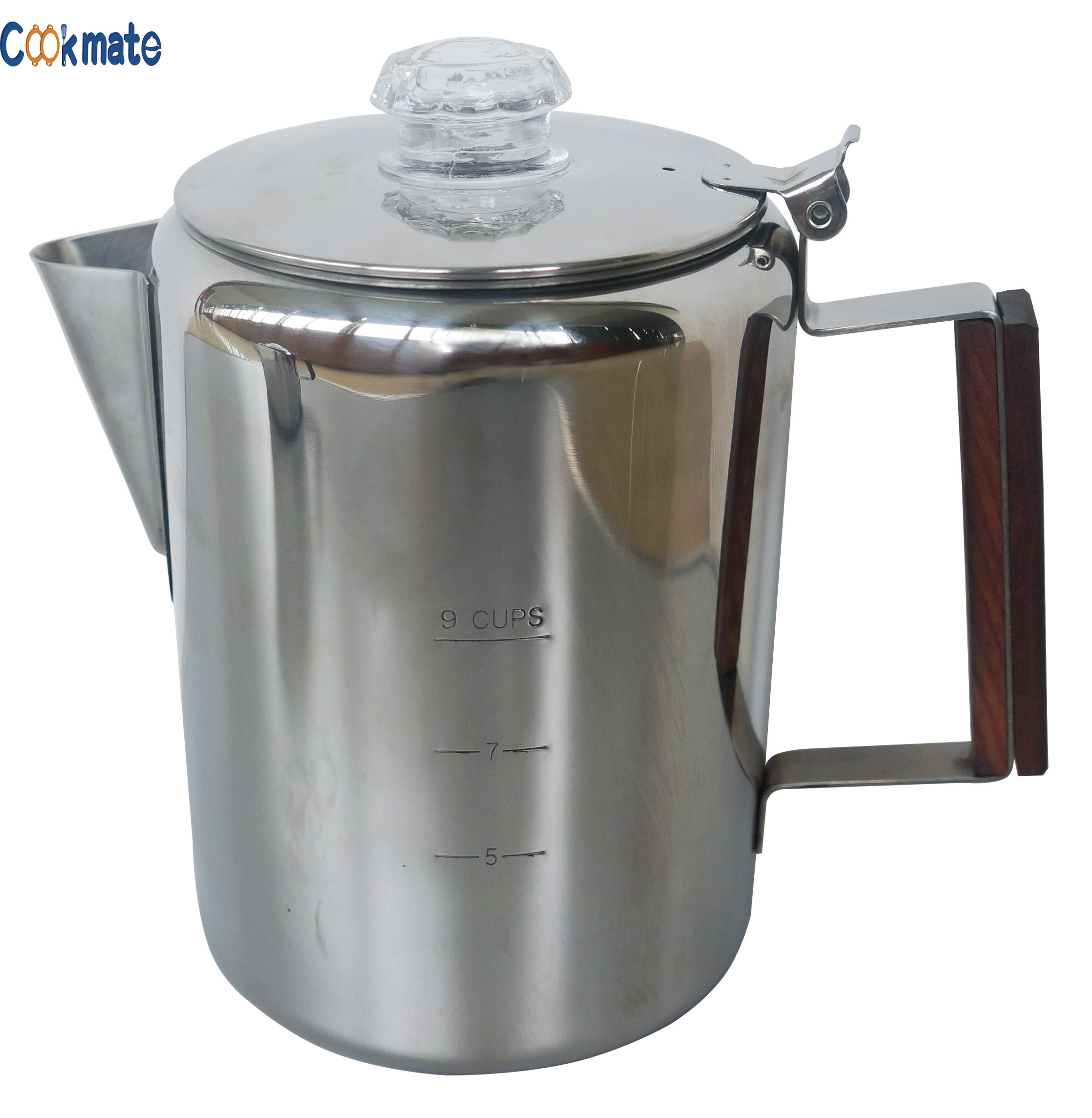Simple Design Outdoor Kettle Stainless Steel Shiny Spout Kettle with Wooden Handle And Lid for Camping Coffee Brewing And Tea